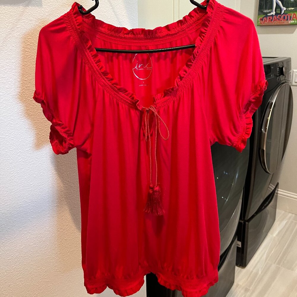 INC International Concept Ruffled Banded Blouse Size S  NWOT